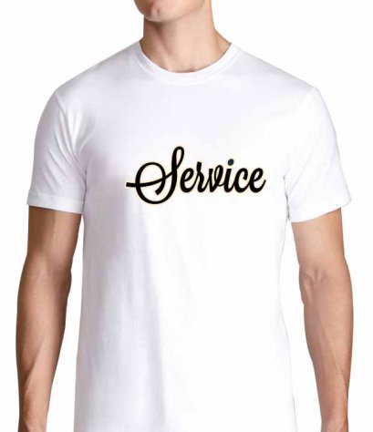 เสื้อยืดคอวี สกรีนข้อความ Service